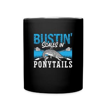 Bowfishing Bustin' Scales In Fisherman Bowfisher - Tasse einfarbig - Schwarz - Vorne