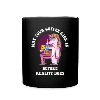 May Your Coffee Kick In Coffee Gift - Full Colour Mug - black - Front
