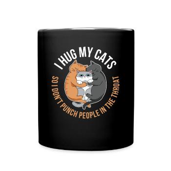 I Hug My Cats Cat Gift - Full Colour Mug - black - Front
