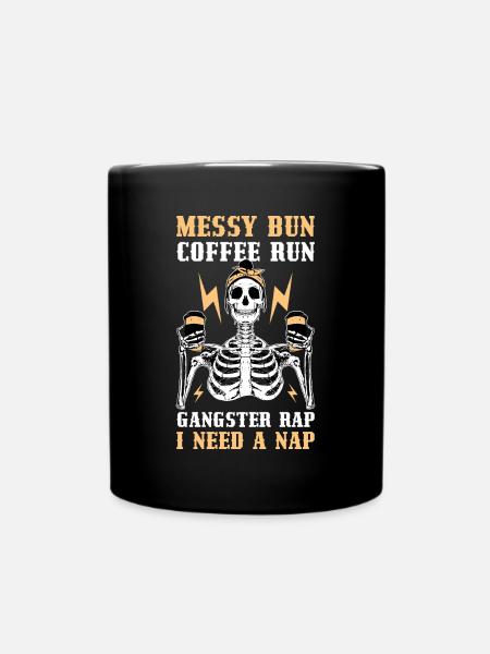 Messy Bun Coffee Run Coffee Gift - Full Colour Mug - black