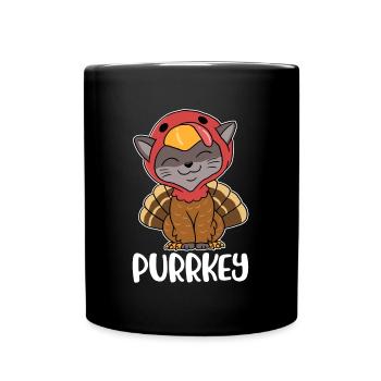 Purrkey Turkey Erntedankfest Geschenk - Tasse einfarbig - Schwarz - Vorne
