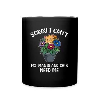 Mes plantes et mes chats ont besoin de moi cadeau de chat - Mug uni - noir - Devant