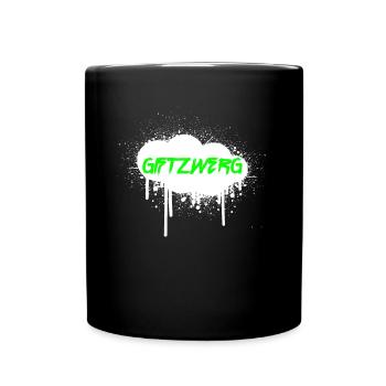 Giftzwerg Graffiti Schriftzug in Sprayer Wolke - Tasse einfarbig - Schwarz - Vorne