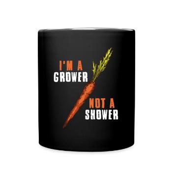 Im A Grower Not A Shower Carrot Gift - Full Colour Mug - black - Front