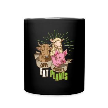 Love Animals Eat Plants Vegan Geschenk - Tasse einfarbig - Schwarz - Vorne