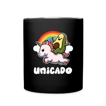 Unicado Avocado Geschenk - Tasse einfarbig - Schwarz - Vorne