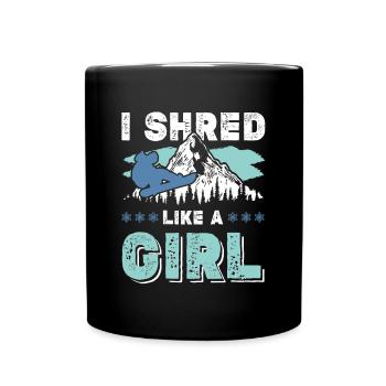 snowboarding mädchen - Tasse einfarbig - Schwarz - Vorne
