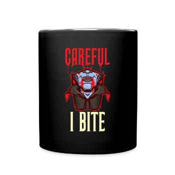 Attention je mords vampire cadeau - Mug uni - noir - Devant