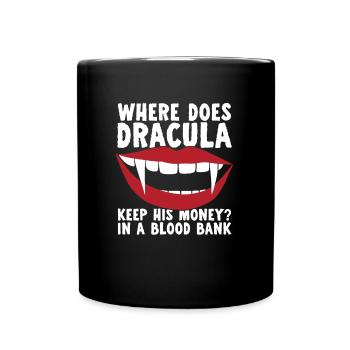 Halloween Lustiger Dracula - Tasse einfarbig - Schwarz - Vorne