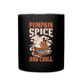 Pumpkin Spice And Chill Pumpkin Gift - Full Colour Mug - black - Front