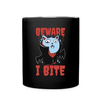 Méfiez-vous de moi que je mords un cadeau de vampire - Mug uni - noir - Devant