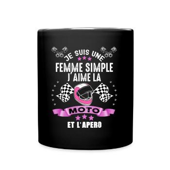 Femme Motarde Cadeau moto apero - Mug uni - noir - Devant