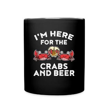 Im Here For The Crabs And Beer Krabbe Geschenk - Tasse einfarbig - Schwarz - Vorne