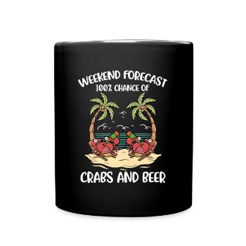 Crab And Beer Krabbe Geschenk - Tasse einfarbig - Schwarz - Vorne