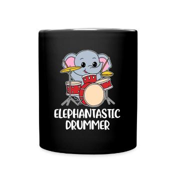 Elephant Drummer Elefant Geschenk - Tasse einfarbig - Schwarz - Vorne