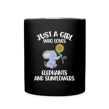 Elephants And Sunflowers Elefant Geschenk - Tasse einfarbig - Schwarz - Vorne