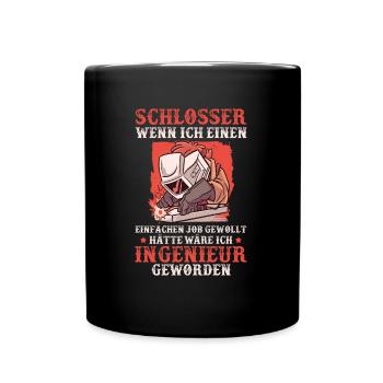 Schmied Metallbauer Lustig Schlosser - Tasse einfarbig - Schwarz - Vorne