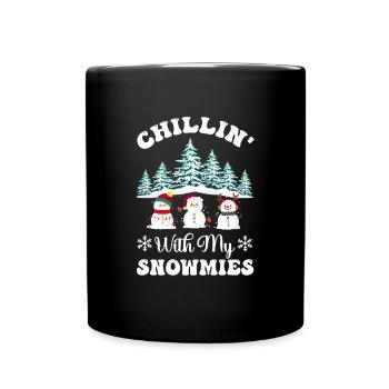 Chilling with my Snowmies, gift for friends - Full Colour Mug - black - Front