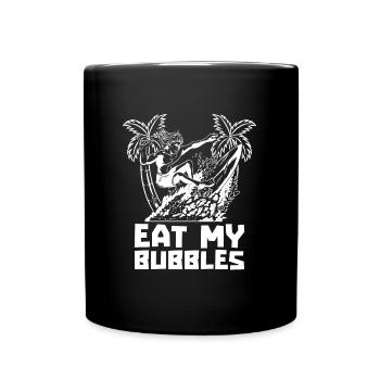 Surfer Surfen Iss Meine Blasen - Tasse einfarbig - Schwarz - Vorne
