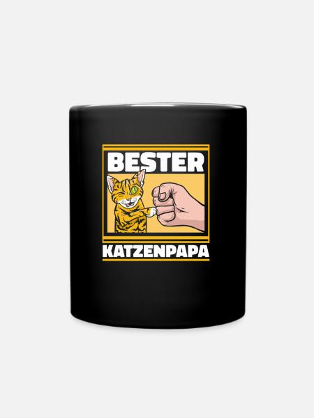 Katze Katzenpapa - Tasse einfarbig - Schwarz