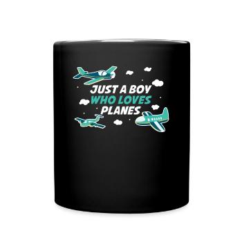 Just A Boy Who Loves Planes Pilot Gift - Full Colour Mug - black - Front