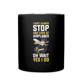 Look At Airplanes Pilot Gift - Full Colour Mug - black - Front