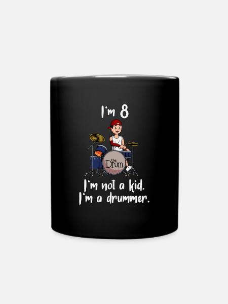 I’m 8 - Jeune batteur - Mug uni - noir