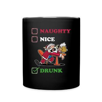 Drunk Christmas naughty or nice gift - Full Colour Mug - black - Front