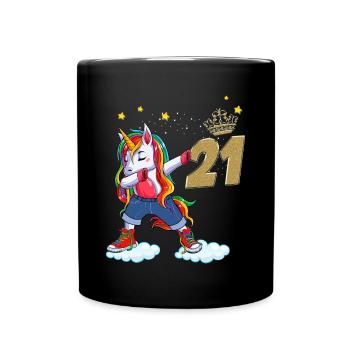 Licorne anniversaire 21 ans Cadeau Jeune Femme - Mug uni - noir - Devant