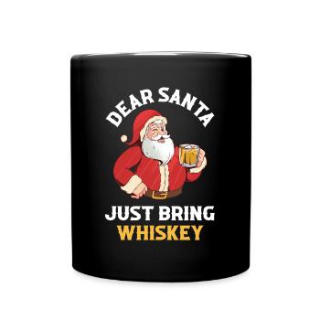 Just Bring Whiskey Lieber Weihnachtsmann Geschenk - Tasse einfarbig - Schwarz - Vorne