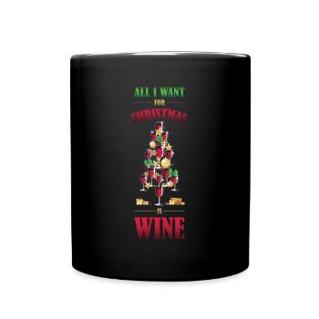 Christmas Wine Weihnachtsessen Geschenk - Tasse einfarbig - Schwarz - Vorne