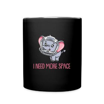 Elefant Astronaut I Need More Space - Tasse einfarbig - Schwarz - Vorne