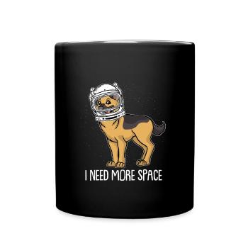 Schäferhund Astronaut I Need More Space - Tasse einfarbig - Schwarz - Vorne