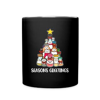 Seasons Greetings Weihnachtsessen Geschenk - Tasse einfarbig - Schwarz - Vorne
