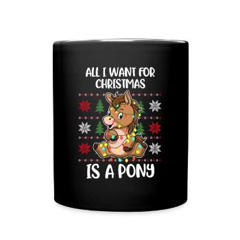 Xmas Pony Hässlicher Weihnachtspulli Geschenk - Tasse einfarbig - Schwarz - Vorne