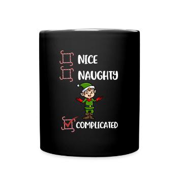 Its Complicated Naughty or Cute Gift - Full Colour Mug - black - Front