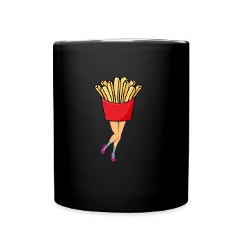 Pommes Frittes Fritten Jahrgang - Tasse einfarbig - Schwarz - Vorne