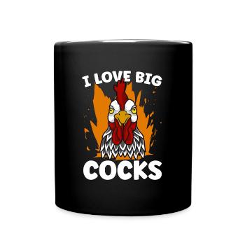 Cock I Love Big Cocks Chicken Lovers Cock Lover - Full Colour Mug - black - Front