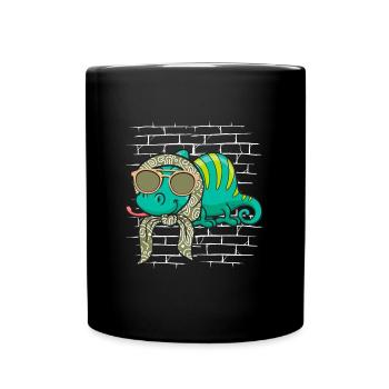 Chameleon Chamäleon Sonnenbrille Mit Schal - Tasse einfarbig - Schwarz - Vorne
