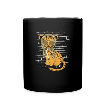 Jaguar sunglasses with scarf - Full Colour Mug - black - Front