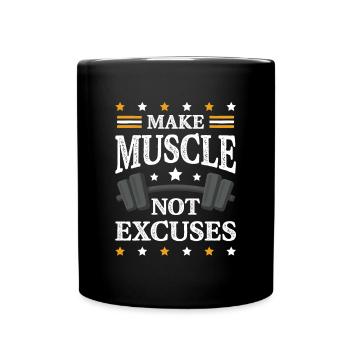 fitness muskeln spruch - Tasse einfarbig - Schwarz - Vorne
