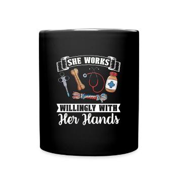 Vétérinaire elle travaille volontiers médecin vétérinaire - Mug uni - noir - Devant