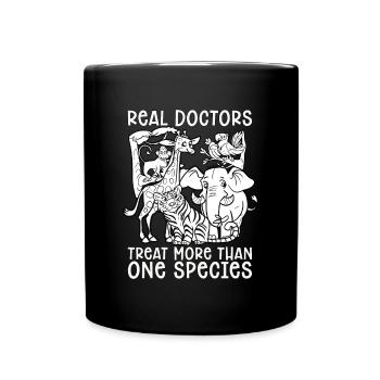 Veterinary Real Doctors Treat Animals Veterinarian - Full Colour Mug - black - Front