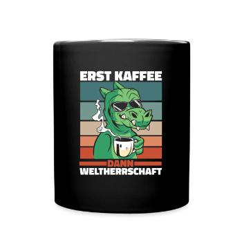 Dinosaurier Kaffee Sonnenbrille - Tasse einfarbig - Schwarz - Vorne
