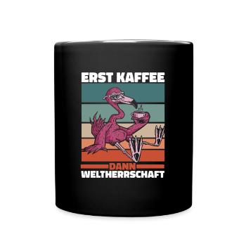 Flamingo Kaffee Sonnenbrille - Tasse einfarbig - Schwarz - Vorne