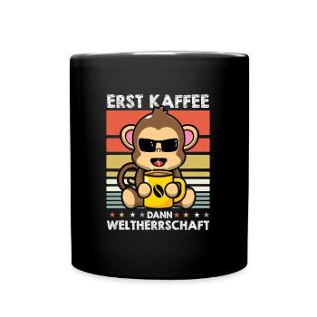 Affe Kaffee-Sonnenbrille - Tasse einfarbig - Schwarz - Vorne