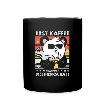 Großer Panda Pandabär Kaffee-Sonnenbrille - Tasse einfarbig - Schwarz - Vorne