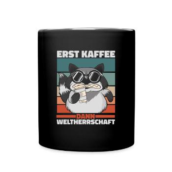 Waschbär Sonnenbrille Kaffee - Tasse einfarbig - Schwarz - Vorne