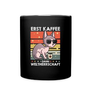 Sphynx Katze Kaffee-Sonnenbrille - Tasse einfarbig - Schwarz - Vorne