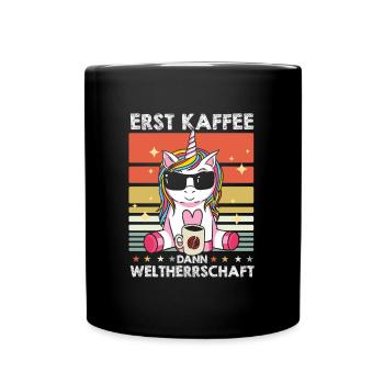 Einhorn Unicorn Sonnenbrille Kaffee - Tasse einfarbig - Schwarz - Vorne